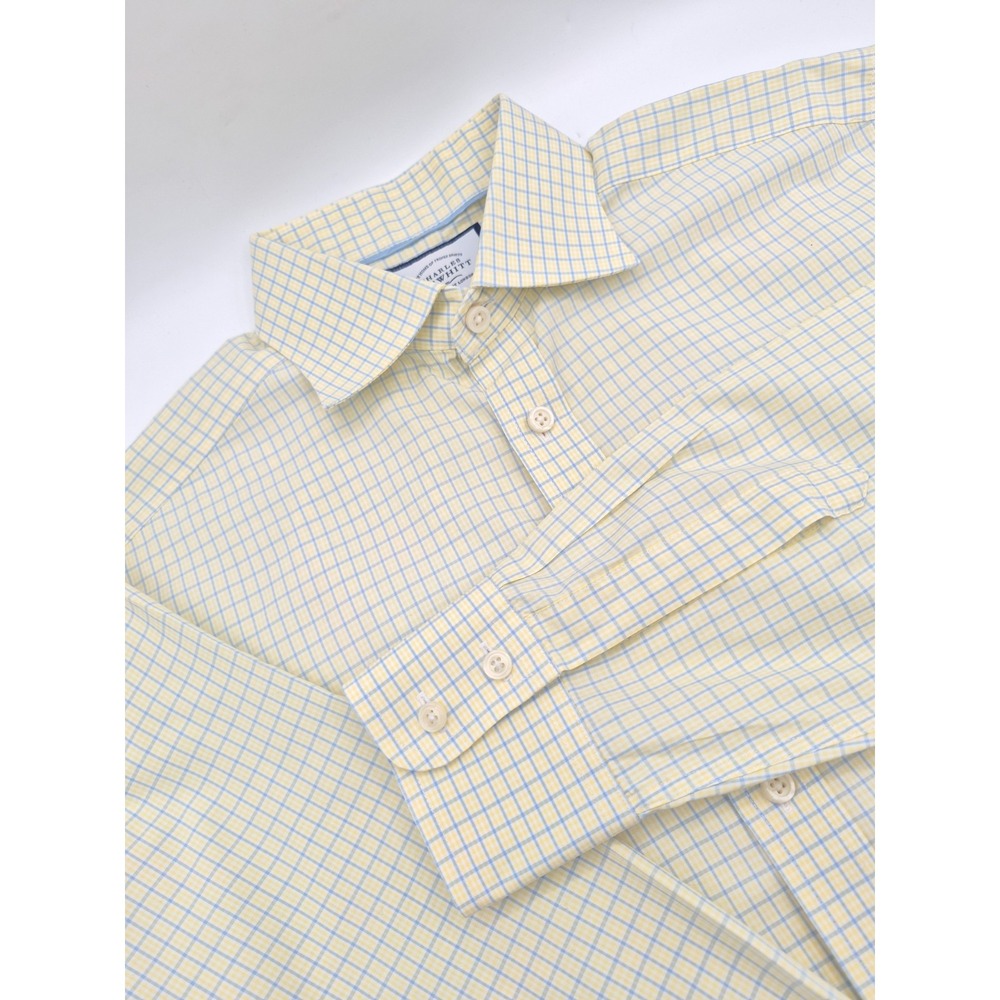 Charles Tyrwhitt Men's Slim Fit Dress Shirt 15.5x32 Yellow Blue Check